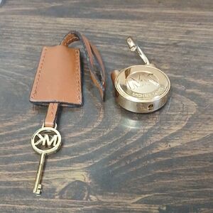 Michael Kors Gold and Tan Lock & Key  Set Fully Working Gold Tone & LEATHER